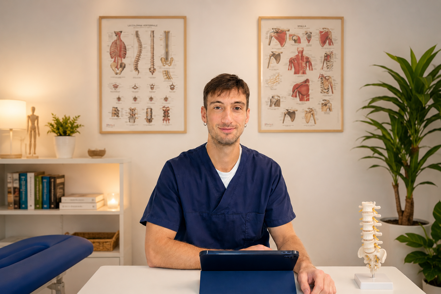 Alessandro Pioppi durante una seduta osteopatica