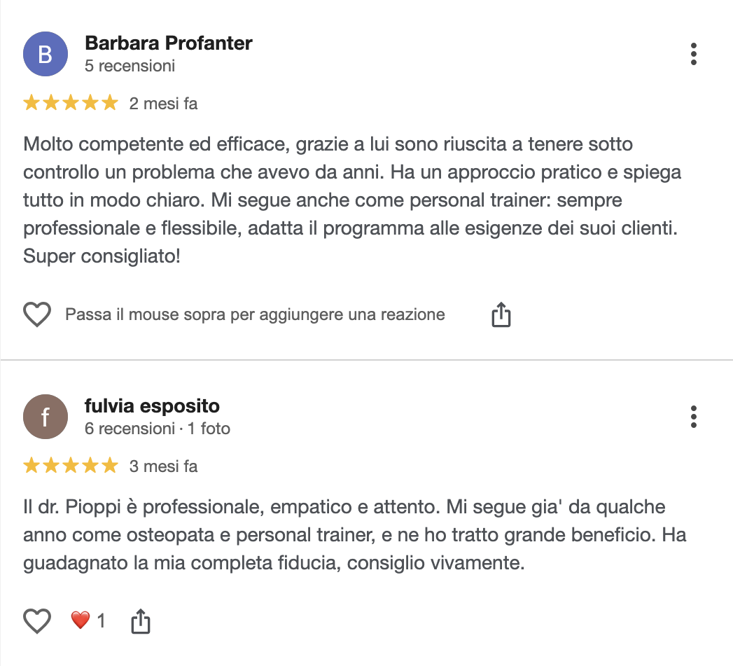 Recensione paziente Alessandro Pioppi