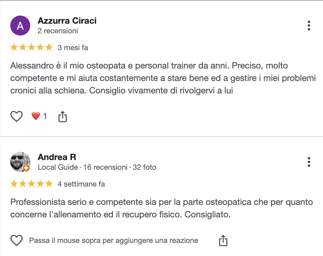 Recensione paziente Alessandro Pioppi